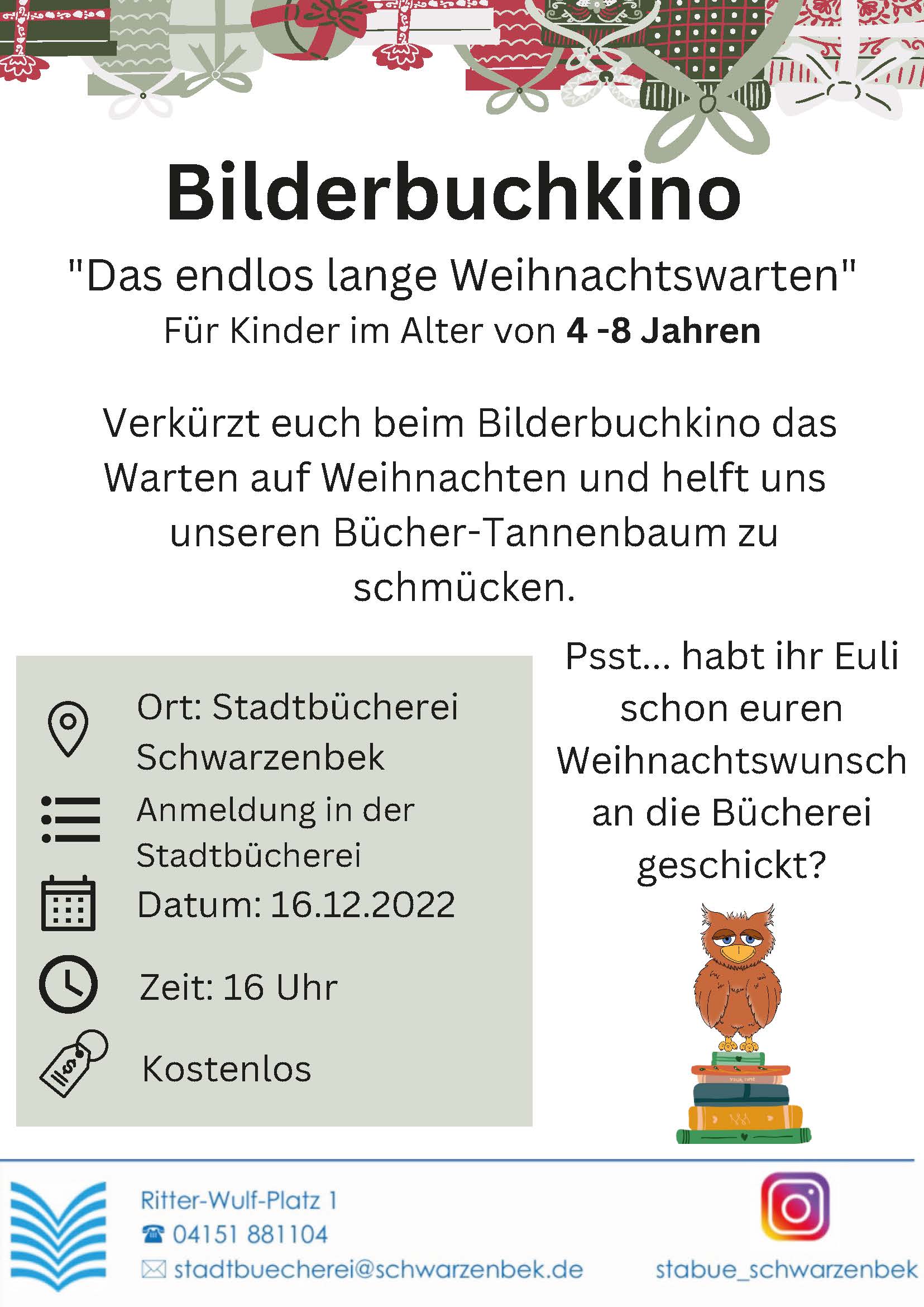 Flyer Weihnachtliches Bilderbuchkino 16.12.2022